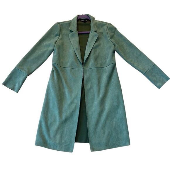 Premise green faux suede draped cardigan jacket small - Picture 1 of 8
